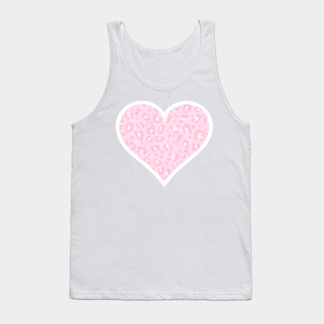 Pastel Pink and White Leopard Print Heart Tank Top by bumblefuzzies